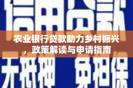 阳西农业银行贷款助力乡村振兴，政策解读与申请指南