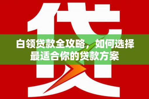 阳西白领贷款全攻略，如何选择最适合你的贷款方案
